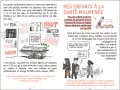 Dessin d'un enfant enfermé derrière des barreaux, puis allongé sur un lit de camp, entouré de sons et de cris.