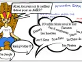 Dessin d'un animateur sur un trône, entouré de bulles de thèmes pour ALSH et de règles de vie.