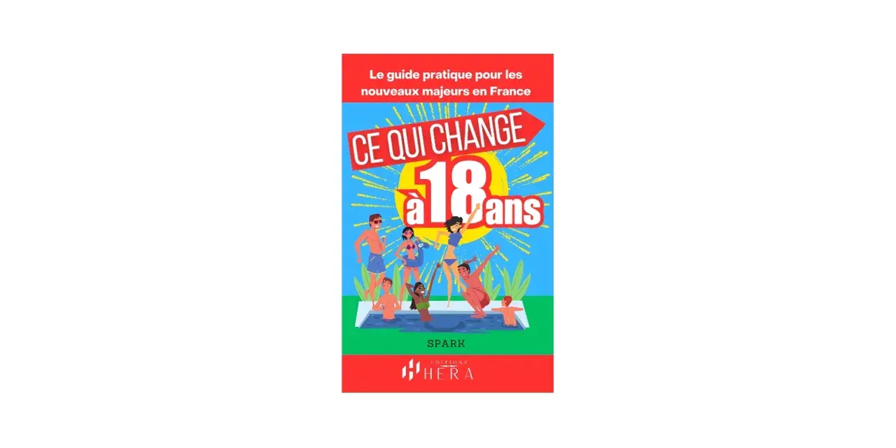 Illustration d'un groupe de jeunes adultes dans une piscine, avec le texte "CE QUI CHANGE à 18 ans".