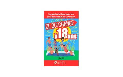 Illustration d'un groupe de jeunes adultes dans une piscine, avec le texte "CE QUI CHANGE à 18 ans".