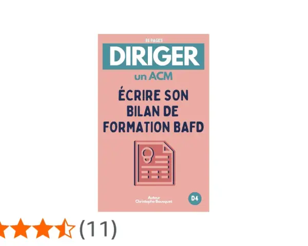 Couverture de livre rose avec le titre "Diriger un ACM, écrire son bilan de formation BAFD".
