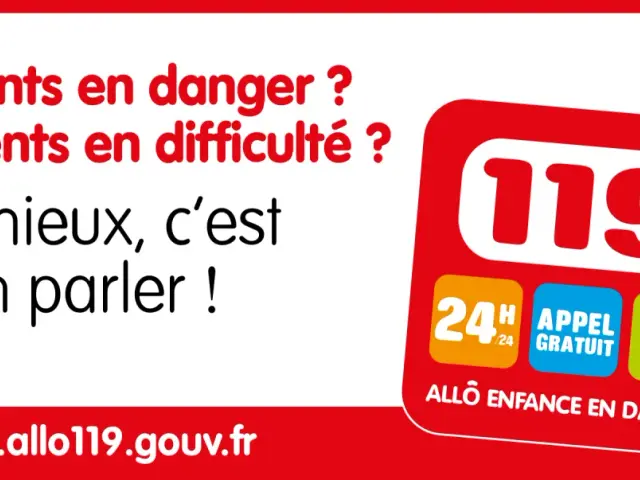 Enfants en danger ? Parents en difficulté ? Le mieux, c'est d'en parler ! Appelez le 119, Allo Enfance en Danger, 24h/24, 7j/7.