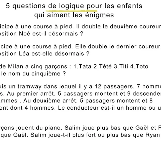 Devinette 8-10 ans avec réponse : 5 questions de logique pour enfants. Qui est le conducteur du tramway ?