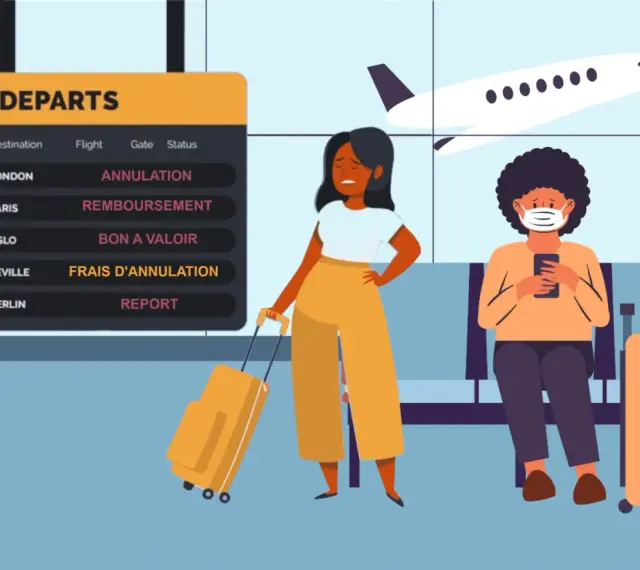 Attente à l'aéroport pour un remboursement de voyage scolaire suite à une maladie. L'avion est visible.