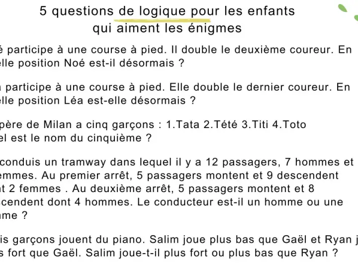 Devinette 8-10 ans avec réponse : 5 questions de logique pour enfants. Qui est le conducteur du tramway ?