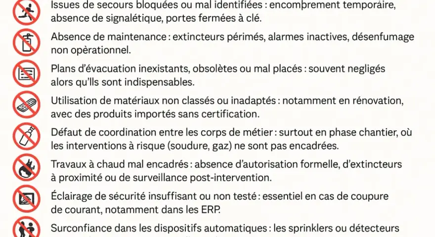 Affichage obligatoire consignes de sécurité à imprimer : 10 erreurs à éviter sur les chantiers pour la sécurité incendie.